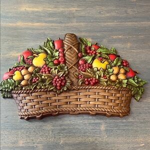 VINTAGE Homco Golden Fruit Basket Wall Art WALL DECOR KITCHEN
